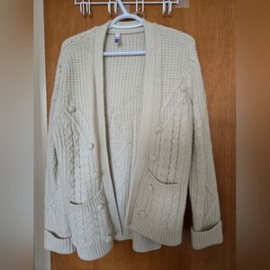 Henry Holland 18 Cream coloured chunky cable knot cardigan with pockets.